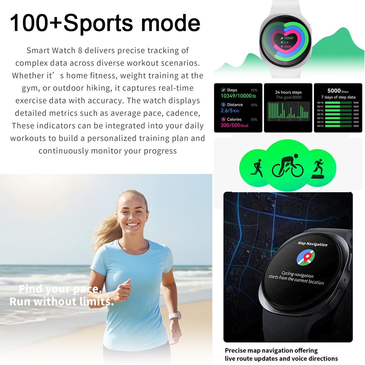 2026 New Watches 8 Mini GPS Tr - Smartwatch Watches For Men With Gps ulasan dan harga