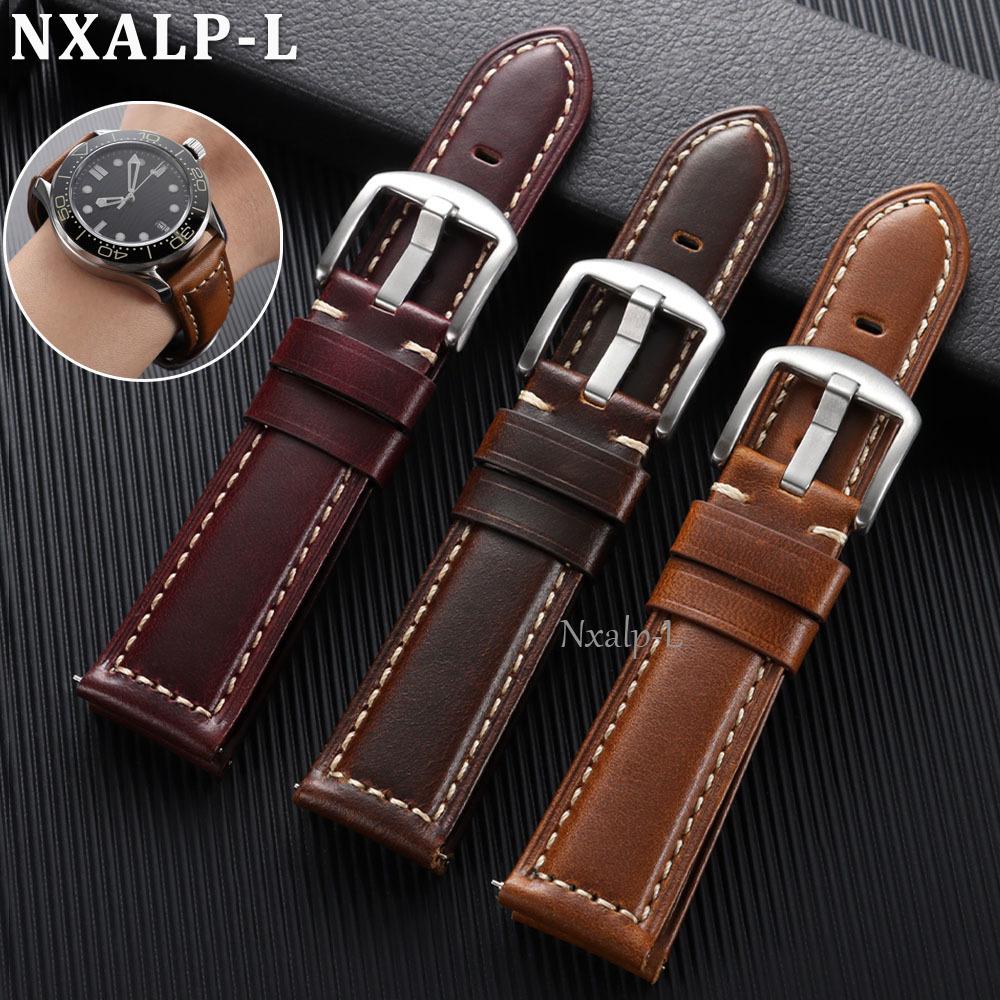 Oil Wax Cowhide Strap 18 20mm  - Omega Watches Smartwatch ulasan dan harga