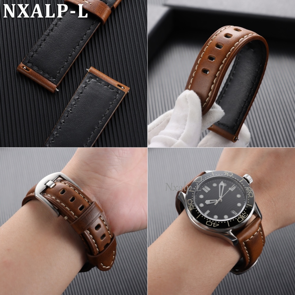 Oil Wax Cowhide Strap 18 20mm  - Omega Watches Smartwatch ulasan dan harga