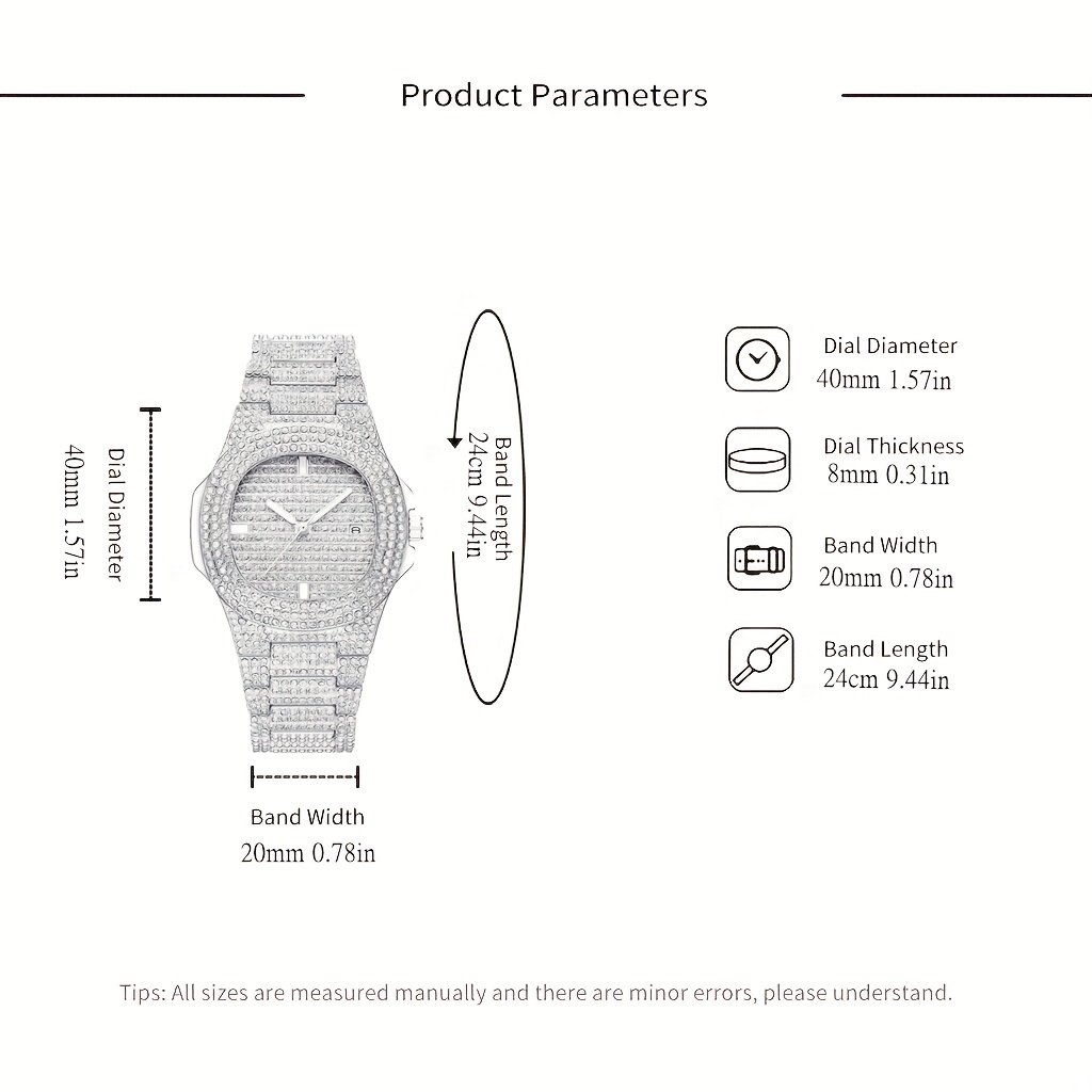 1pc Popular Hip Hop Full Artif - Minimalist Thin Watch ulasan dan harga