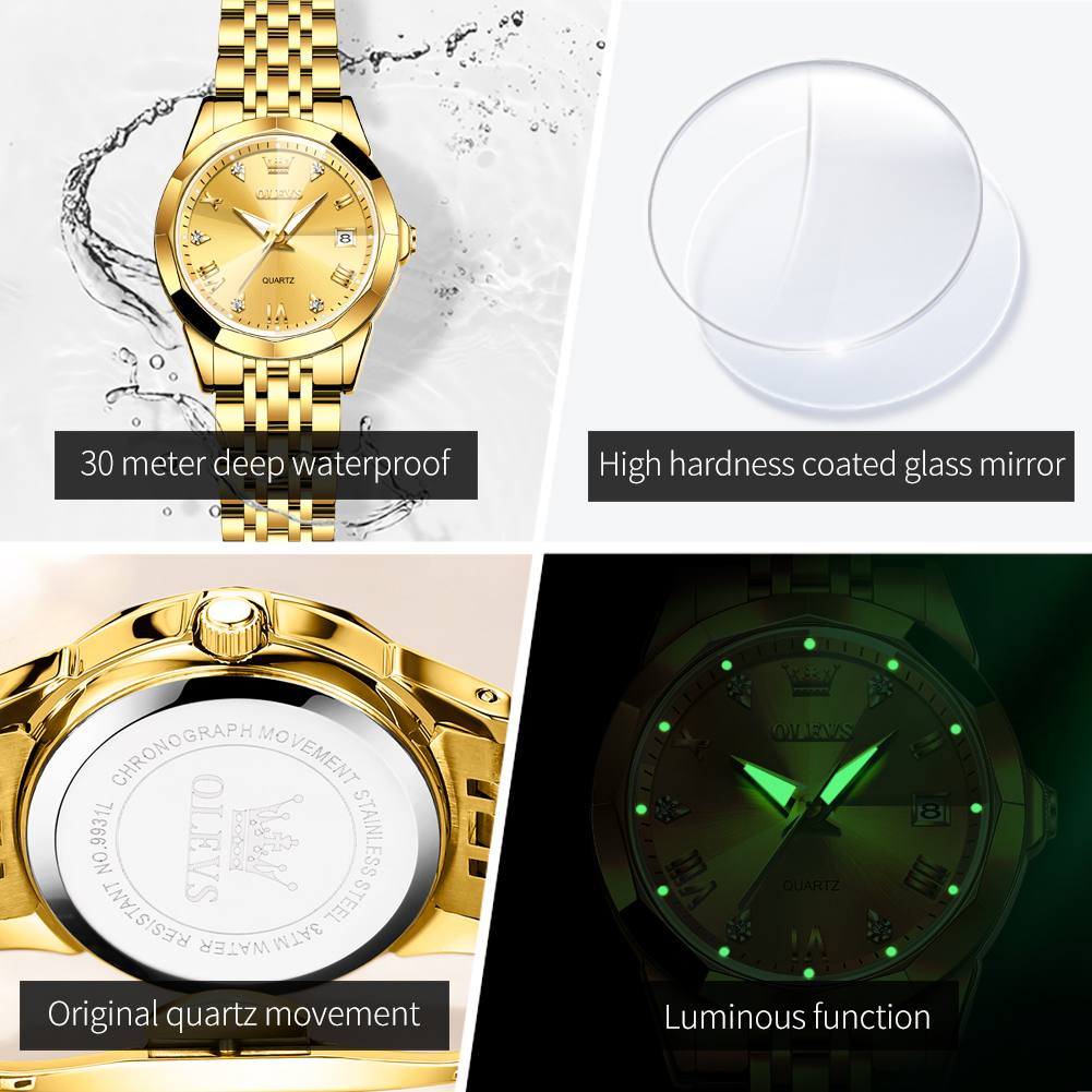 OLEVS Fashion Golden Watch for - Minimalist Thin Watch ulasan dan harga